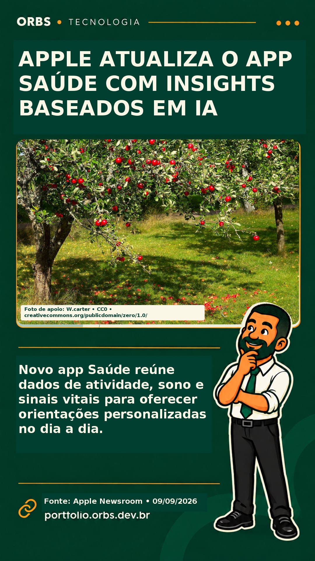 Arte gerada pelo ORBS Social para: Apple atualiza o app Saúde com insights baseados em IA